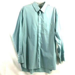 Modena Mens Casual Dress Shirt 18 34/35 Light Blue Long Sleeves Button Front